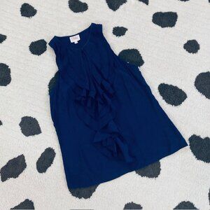 Parker $198 Womens Small Blue 100% Silk Sleeveless Ruffle Classic Blouse Top